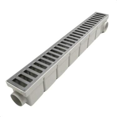Imagem de Ralo Linear De Alumínio 1 Metro 2 Peças 6x50 Cm Piscina - MOPLASTIC