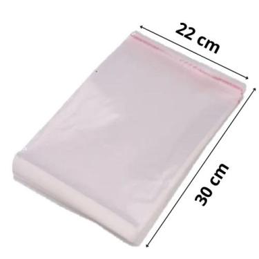 Imagem de Saco Adesivado Plástico Transparente 22x30+3cm Aba 100 Unidades - Luck