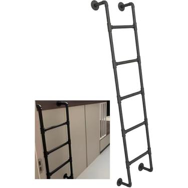 Imagem de Escada de saída de poço de janela de porão resistente, escada de metal montada na parede 1,2 m 1,5 m 1,8 m 2,1 m 2,1 m 2,4 m escada universal de beliche escada de escalada para incêndio, espaço, 260