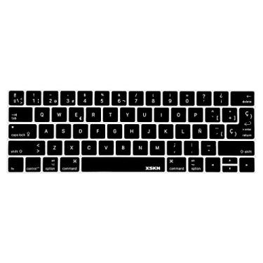 Imagem de XSKN Capa para teclado de silicone espanhol 2016 para MacBook Pro 13 15 Retina Display com Touch ID A1706 A1707 (versão 2016, mais protetor de barra de toque), layout dos EUA e da UE