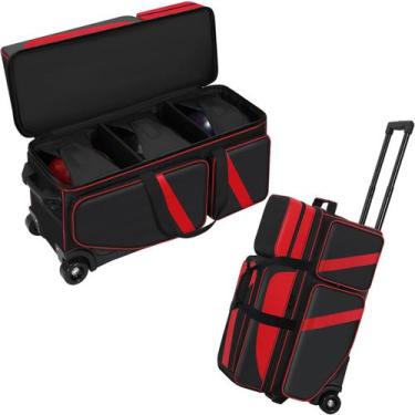 Imagem de Bolsa de Boliche Aleemin 3 Bolas com Rodas e Compartimento para Sapato