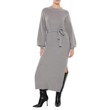 Imagem de Forever 21 Vestido feminino midi com laço frontal, Cinza, PP