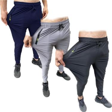 Imagem de ! kit 3 calças elástica dri-fit premium tecido leve e confortável para