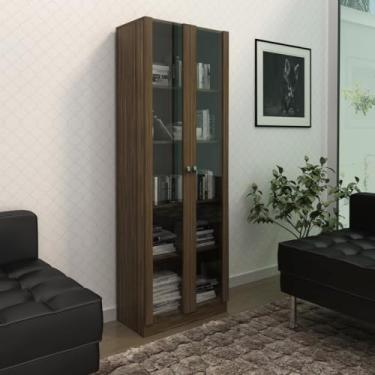 Imagem de Estante 5 Prateleiras com Portas de Vidro 171x59 cm ME4115 Nogal Tecnomobili