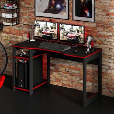 Imagem de Mesa Gamer para Computador 136x75cm ME4152 Preto Vermelho Tecnomobili