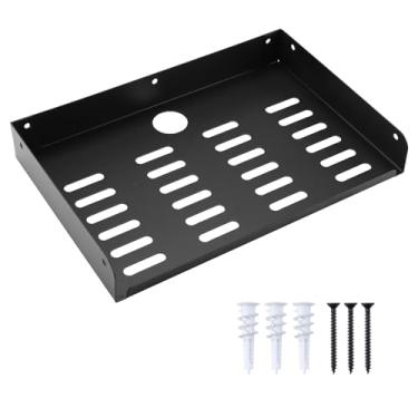 Imagem de Patioer Prateleira flutuante de metal 30,5 cm x 20,3 cm Prateleira moderna montada na parede para componentes de TV, roteador, console de jogos, DVD Player