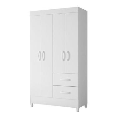 Imagem de Guarda Roupa Mobi 4 Portas E 2 Gavetas Branco Fosco - Móveis Albatroz Branco Fosco