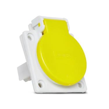 Imagem de Tomada De Embutir 2p+t 20a 250v Com Tampa Amarela Steck, AMARELO