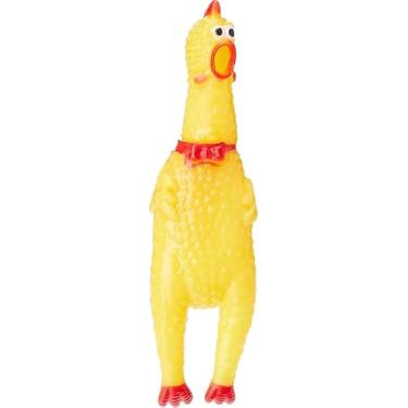 Imagem de Mordedor Galinha para Cães Pequenos, 16cm x 3,5cm, Vinil, com Som