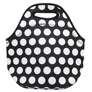 Imagem de Bolsa de Lanchonete de Neoprene Bolsa Térmica Isolada para Camping, Lanches Frutas e Compras (Círculo preto e branco)