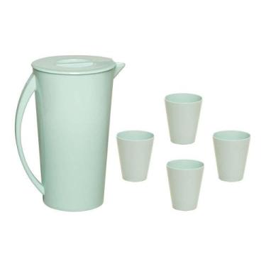 Imagem de Kit Jarra Fresc 2,5L 4 Copos Tendência Polipropileno Verde - Vemplast