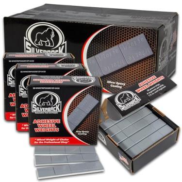 Imagem de Silverback 1/56.7 g Fita adesiva de aço cinza pesos de roda com fita fácil de descascar. Projetado para o revendedor profissional de pneus. Caixa de fita de aço cinza 1,417.5 g com peso de 4,6,8 g