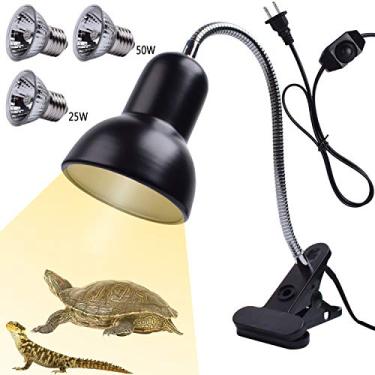 Imagem de Lâmpada de calor de réptil UVA UVB luz de réptil ajustável 50W tartaruga local lâmpadas para lagarto aquático camaleões de cobra anfíbios com 3 lâmpadas