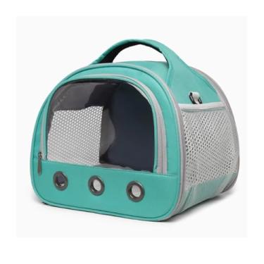 Imagem de Gaiola de pássaro, bolsa de passeio de papagaio, respirável, para uso ao ar livre, com bolsa transversal dedicada para pássaros, gaiola de voo portátil (verde)