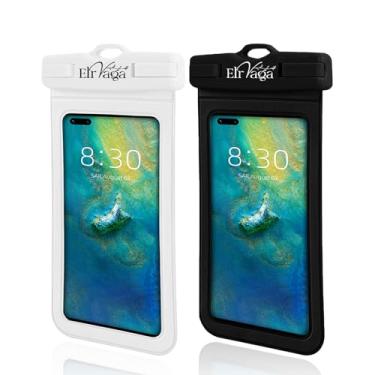 Imagem de Elrvaga Pacote com 2 bolsas de telefone IPX8 à prova d'água para iPhone 16/15/14/13 Pro Max Plus (7,2 polegadas) - natação, mergulho, mergulho com snorkel, à prova de neve - bolsa seca para fotografia