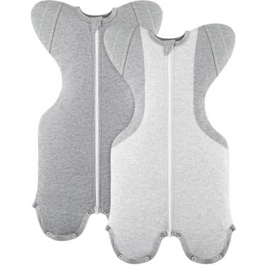 Imagem de Susurration Saco de dormir para bebês, faixa autocalmante para recém-nascidos, ajuste confortável, melhora o sono e o reflexo de susto calmo, pacote com 2, 3 a 6 meses, 5,9 a 8,6 kg