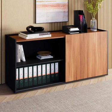 Imagem de Armário Baixo 1,58m com Porta de Correr e 2 Nichos F5 Office - F5 Offi