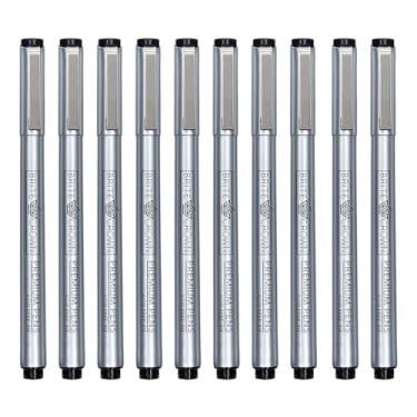 Imagem de Brite Crown Conjunto de canetas de desenho e esboço – 10 canetas de ponta fina pretas de 0,2 mm a 1,0 mm de largura e caneta de ponta pincel de microcaligrafia de 2,5 mm, ideia de para artistas e iniciantes