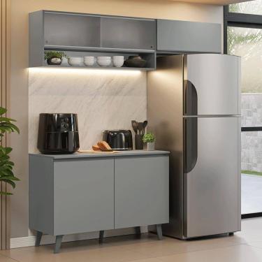 Imagem de Armário De Cozinha Compacta 200cm Nice Madesa XA09 Cinza