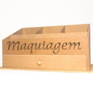 Imagem de Caixa Porta Maquiagem Com Gaveta e Divisórias Mdf Cru - Berneck