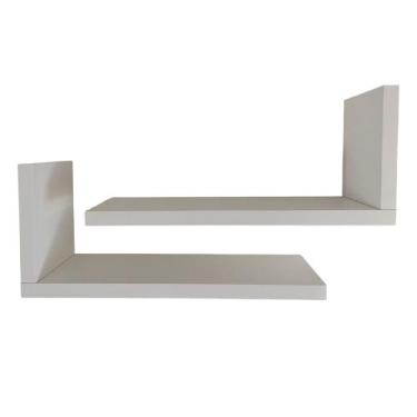 Imagem de Kit 2 Prateleiras Laterais MDF 30x12 Lisa Decorativa Sala Cozinha Quar