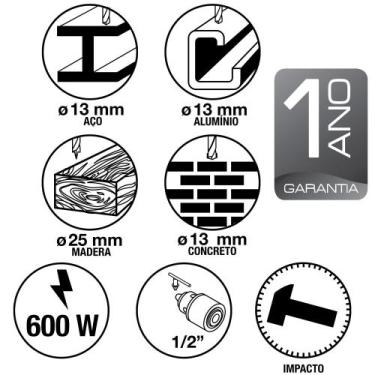 Imagem de Furadeira de Impacto 600 W 1/2" 220 V Tramontina para Uso Profissional
