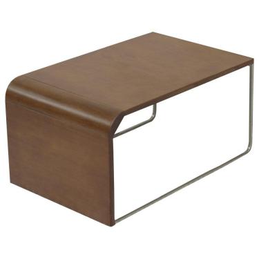 Imagem de Mesa De Centro Baixa Madeira Pinhao Base Metal Niquel Nacc