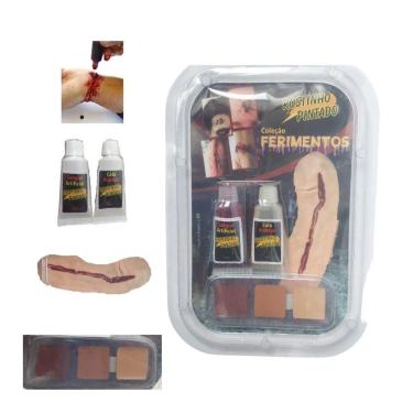 Imagem de Maquiagem Terror Para Halloween Sangue Falso Ferida Grande
