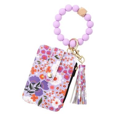 Imagem de RnemiTe-amo Carteira feminina Boho com estampa floral – porta-cartões e chaveiro com vários compartimentos | Bolsa de viagem leve para todos os dias, passeios | Presente para mulheres, esposa, mãe
