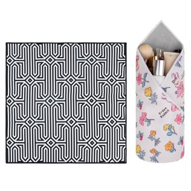 Imagem de GianiaChi Pano mágico autoadesivo | Protetor de lente de câmera + bolsa de armazenamento de cosméticos | Reutilizável, lavável, organizador dobrável | Estojo de viagem portátil para lentes, pincéis e