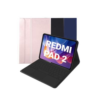 Imagem de Capa Smart Case Com Teclado para Redmi Pad 2 11'' – Teclado ABNT2 com Touchpad, Conexão Bluetooth, Capa Magnética Suporte, Couro PU (Preto, Redmi Pad 2 11'')