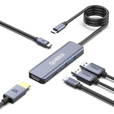 Imagem de Hub USB C 5 em 1, portas USB-C e USB-A de 10 Gbps, HDMI 4K 30Hz, carregamento rápido PD de 100 W, compatível com MacBook Pro/Air, Dell XPS, iPad ProAluminum Splitter, Surface Pro, laptops Thunderbolt