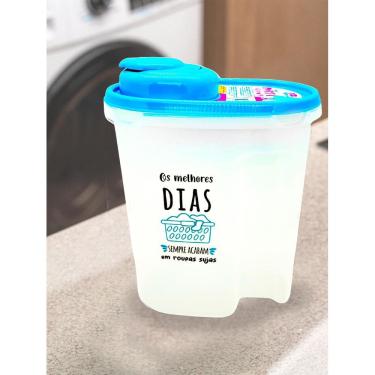 Imagem de Porta Sabão Em Pó Com Tampa 2Kg Multiuso Lavanderia - Azul