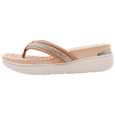 Imagem de Tamanco Modare Plataforma Leve Tira Com Strass, 36, Nude