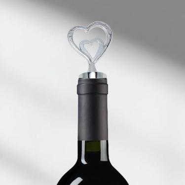 Imagem de Generic 1 Rolha de garrafa de coração duplo rolha de cortiça liga de alumínio madeira tom prateado marrom 8,2 x 4 x 2 cm