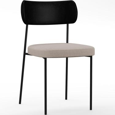 Imagem de Cadeira Estofada Para Sala De Jantar Melina L02 Preto Bege
