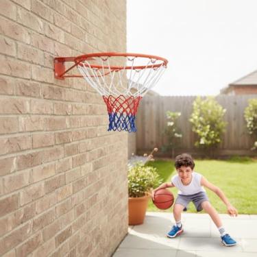Imagem de Cesta de Basquete com Bola e Rede Infantil Adulto Esporte Diversão Completa