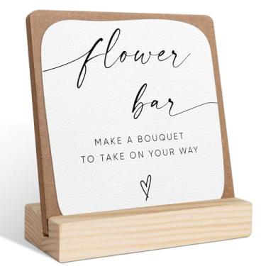 Imagem de Placa minimalista de barra de flores, placas de casamento para cerimônias e recepções, suprimentos de bar de flores, centros de mesa de chá de panela para mesas, lembrancinhas de festa de chá de
