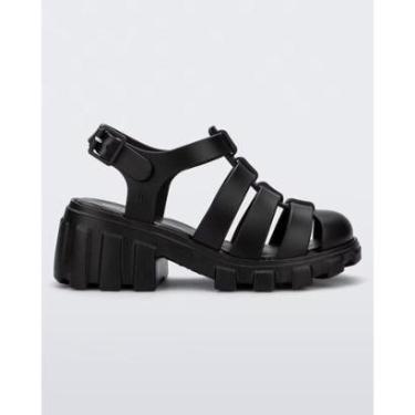 Imagem de Sandália Infantil Mini Melissa Megan Salto Tratorado Original Preto-Feminino