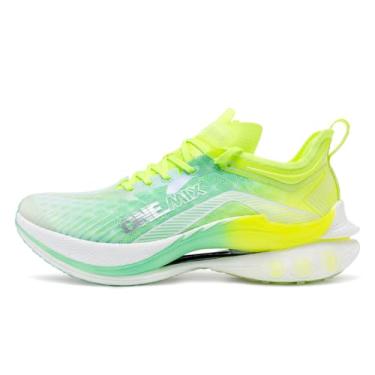Imagem de ONEMIX T700 Tênis masculino de corrida de maratona de placa de carbono profissional com suporte estável e alívio de choque ultraleve, Verde fluorescente, 42