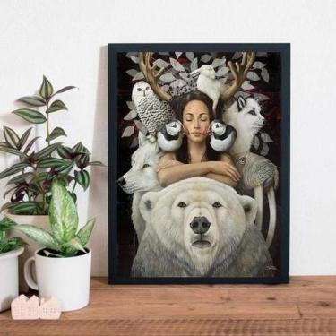 Imagem de Quadro Decorativo Sagrado Feminino Moldura Branca 45X34Cm - Quadros On