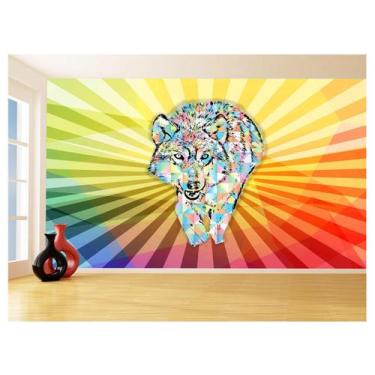 Imagem de Papel De Parede Animais Pop Art Lobo Colorido 3,5M Pxa597 - Você Decor