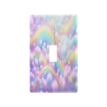 Imagem de Blueangle Capa para placa de parede para interruptor de luz - Capa decorativa para interruptor de luz de redemoinho de sorvete arco-íris placa de parede, tamanho 1 - gangue 4,53 x 2,76 polegadas (556)