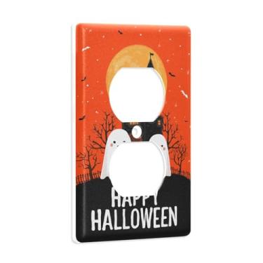 Imagem de Blueangle Placa de parede frente e verso para festa de Halloween, tamanho padrão, placas de cobertura de tomada elétrica de 1 gangue para decoração de quarto de escritório em casa, 4,53 x 2,76