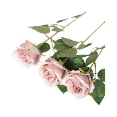 Imagem de Buquê De Flores De Rosa Artificial Em Seda Com Ramos Longos 5 Peças Ac