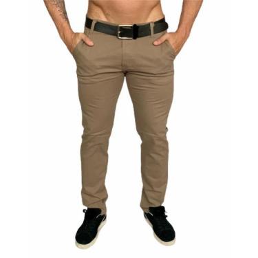 Imagem de calça jeans masculina caqui skinny tradicional linha premium - EMPORIU