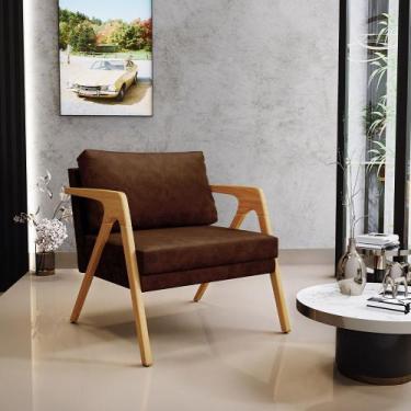 Imagem de Poltrona Decorativa Para Sala Estar Pietra Com Estrutura Madeira L02 m