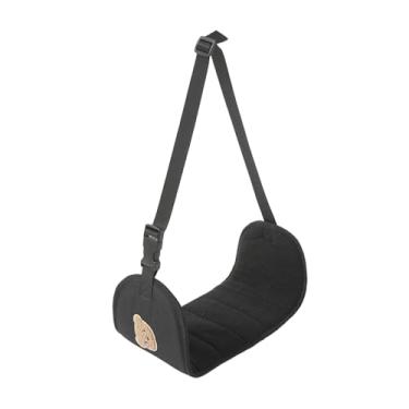 Imagem de AsrMyjcx Apoio para os pés em formato de rede, acessório de viagem confortável para crianças e adultos, ideal para viagens longas de avião, SUV, RV, caminhão e, Preto