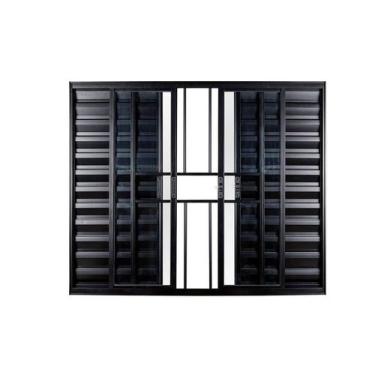 Imagem de Janela Veneziana 6 Folhas Central com Grade Vidro Liso 100x200cm Ecosu
