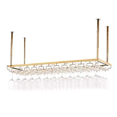 Imagem de Suporte flutuante para copos de vinho tinto, prateleiras de vidro de vinho penduradas de cabeça para baixo, rack organizador de bar suspenso criativo (60 x 35 cm (24 x 14 pol))